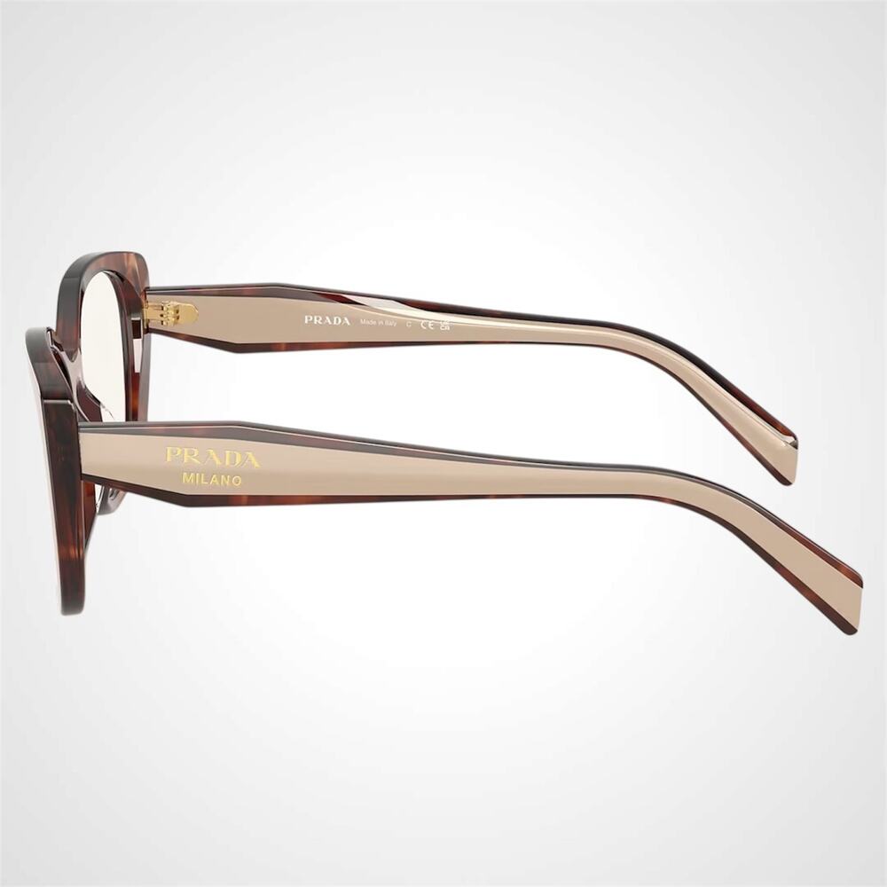 New PRADA Eyeglasses Cat Eye Brown Tortoise Gold 51-17-140 Womens - Picture 3 of 6